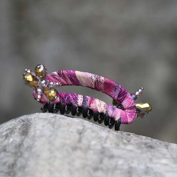 Handmade Flower Hair Clip Purple Floral Jaw Clip - Picture 2 of 7